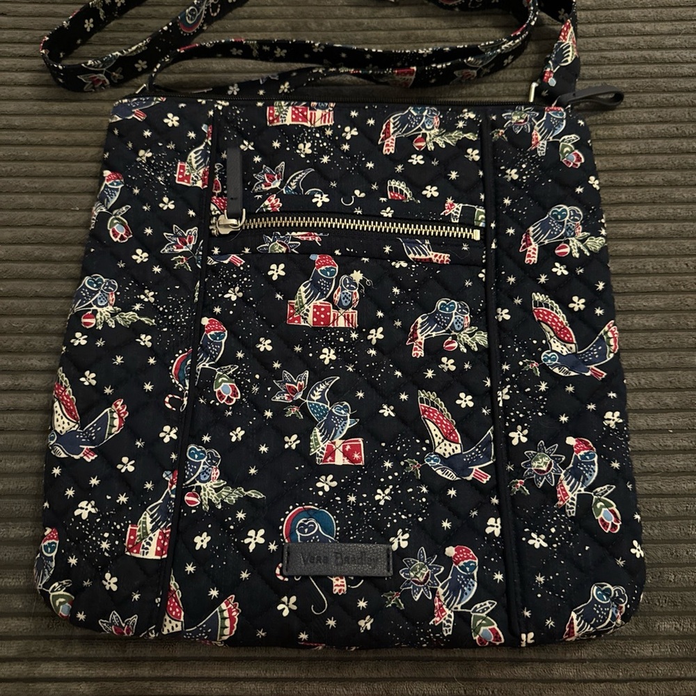 Vera Bradley Iconic Vera Tote & Hipster Set Holiday Owls Navy Background NWT - Picture 10 of 16